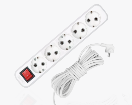 Изображение MGP-332 Удлинитель сетевой с заземлением ON/OFF 5 розетки 2 метра 