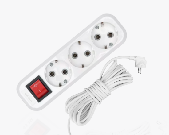 Изображение MGP-212 Удлинитель сетевой с заземлением ON/OFF 3 розетки 2 метра